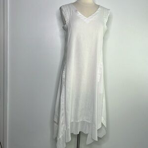 For Cynthia white linen blend sleeveless dress size medium petite
